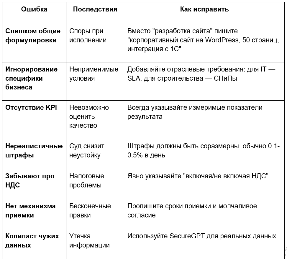 Топ 7 ошибок